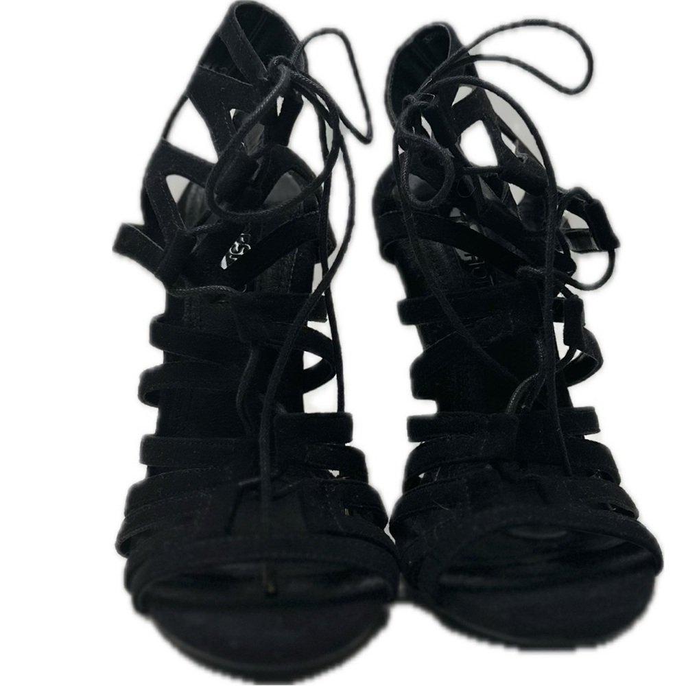 Topshop Black Lace-Up Heels